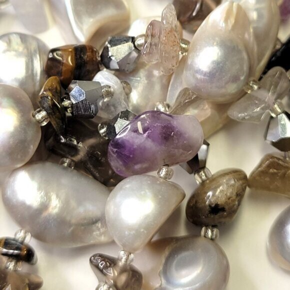 Multistrand Pearl Nugget Necklace Multistrand Pearl Necklace - Picture 12 of 14